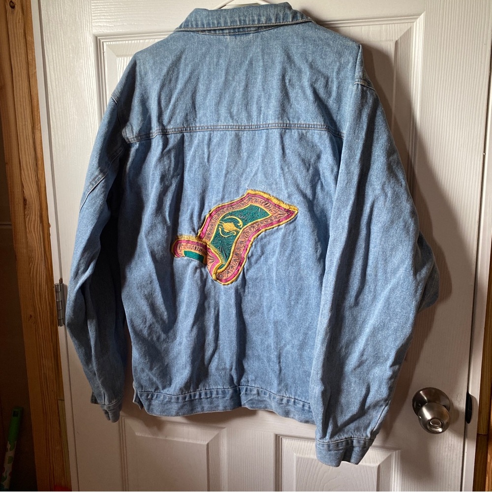 VTG Aladdin men’s Jeans Jacket Magic Carpet Edition Las Vegas Sz L embroidered